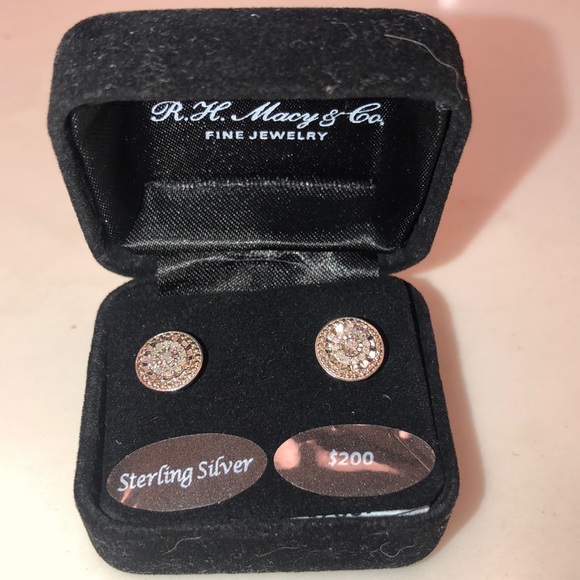 Macy's Jewelry - NWT diamond and sterling stud earrings. Never worn